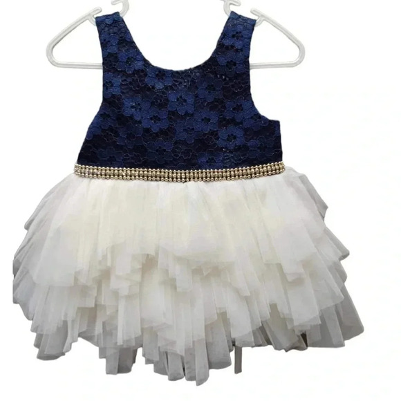 American Princess Blue And  White Tulle Dress Size 12M - Picture 2 of 8